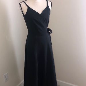 Anette black wrap A line dress